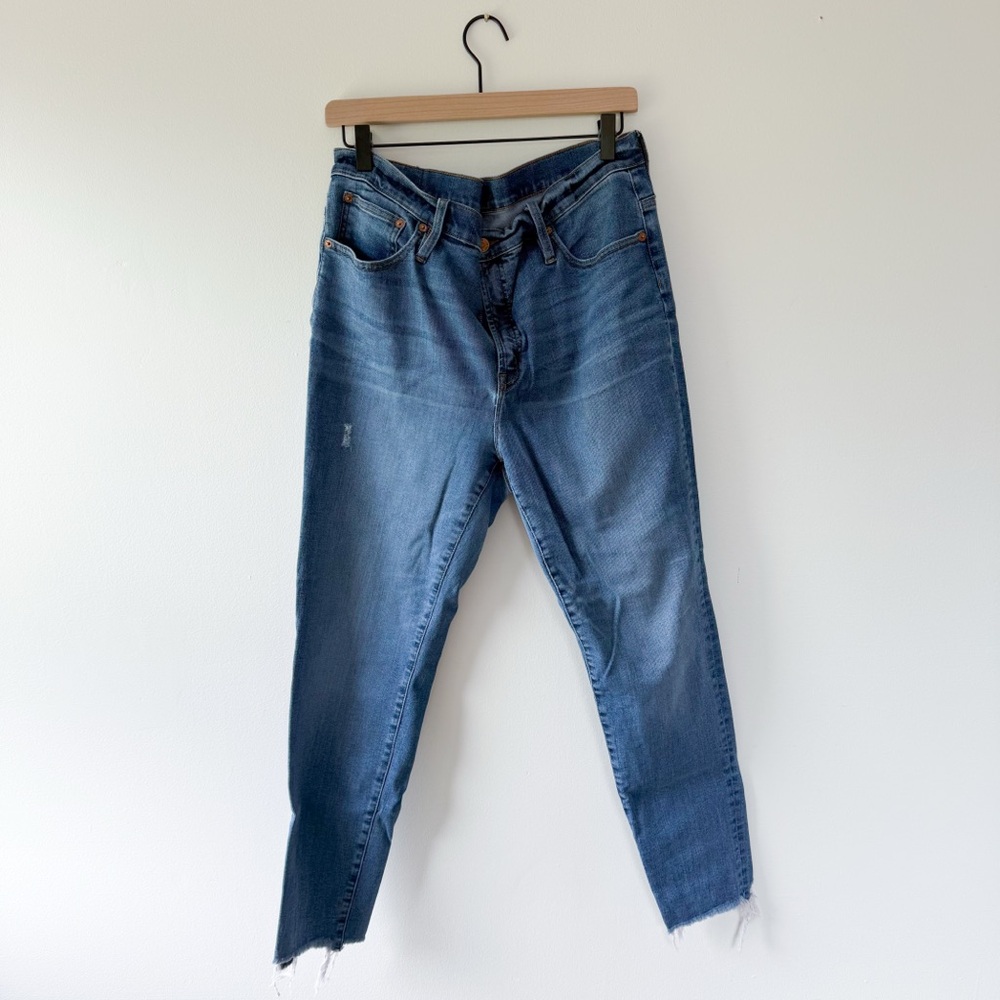 J. Crew Blue Ankle Cropped Jeans with Raw Hem